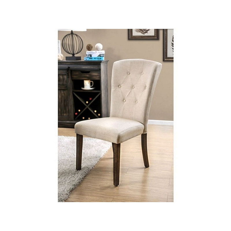 Gracie Oaks Ismail Linen Upholstered Parsons Chair in White Wayfair